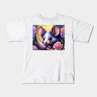 Artistic colourful digital painting of a mouse Kids T-Shirt